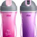 Chicco Flip-Top Straw Cup 9oz | Insulated Toddler Sippy Cup with Soft Silicone Straw | No-Spill Valve | Easy-Clean | BPA-Free | 2pk | For Ages 12+ Months | Dream Pink/Purple
