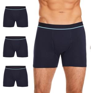 Washable Incontinence Boxer Briefs for Men - Cotton Urinary Leakproof Underwear with Fly, Enhanced Front & Rear Protection 150 ml Absorbency (3 Pack, M, Blue)