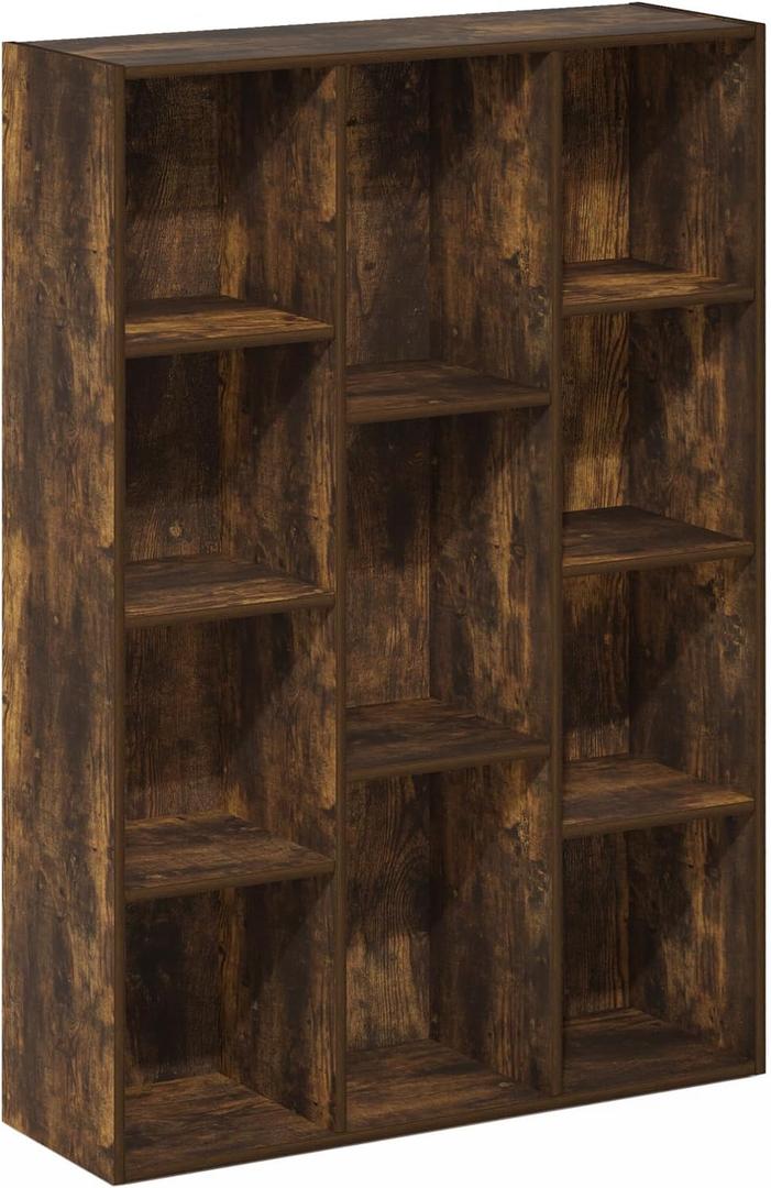 Furinno Luder 11-Cube Reversible Open Shelf Bookcase, Amber Pine