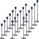 18 PCE Black Candle Holders Set, Vintage Taper & Pillar Candle Sticks for Wedding, Dining Table, Fireplace Mantel, Elegant Home Decor, Housewarming Gift, Festive Centerpiece