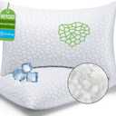 Cooling Pillows Queen Size Set of 2 - Shredded Memory Foam Pillow for Sleeping 2 Pack, Adjustable Cool Bed Pillows for Side, Back, and Stomach Sleepers, Gel Pillow Washable Removable Cover