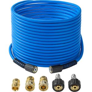 FIXFANS Pressure Washer Hose 1/4" X 50 FT High Power Washer Extension Hose Kink & Wear Resistant High Pressure Hose for Replacement Compatible with M22 Fittings 3600PSI