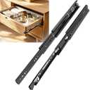 16 inch Locking Full Extension Ball Bearing Drawer Slides,Black | 100 LB Load Capacity Heavy Duty Side Mount File Cabinet Rails Dresser Runner Trash Can Kitchen with One Lock