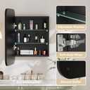 16x24 Inch Medicine Cabinet with Mirror, Rounded Corner, Black