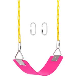 AGPTEK Swing Set, Seat with 66 Inch Anti-Rust Chains Thermoplastic Coated, Support 250lb, Cushion Accessories Replacement with Snap Hooks for Outdoors, Playground, Jungle & Gym - Pink
