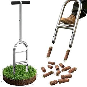 Manual Lawn Aerator Tool - Core Aerator with Step-to-Eject Technology for Never-Clogging Lawn Aeration, Heavy-Duty Steel Construction,Easy DIY Plug Aerator for Healthier Grass and Yard (Black)