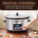Elite Gourmet MST-900D 8.5Qt Digital Programmable XL Jumbo Slow Cooker, Adjustable Temp, Entrees, Sauces, Stews & Dips, Dishwasher Safe Glass Lid & Crock, Stainless Steel, 8.5 Quarts