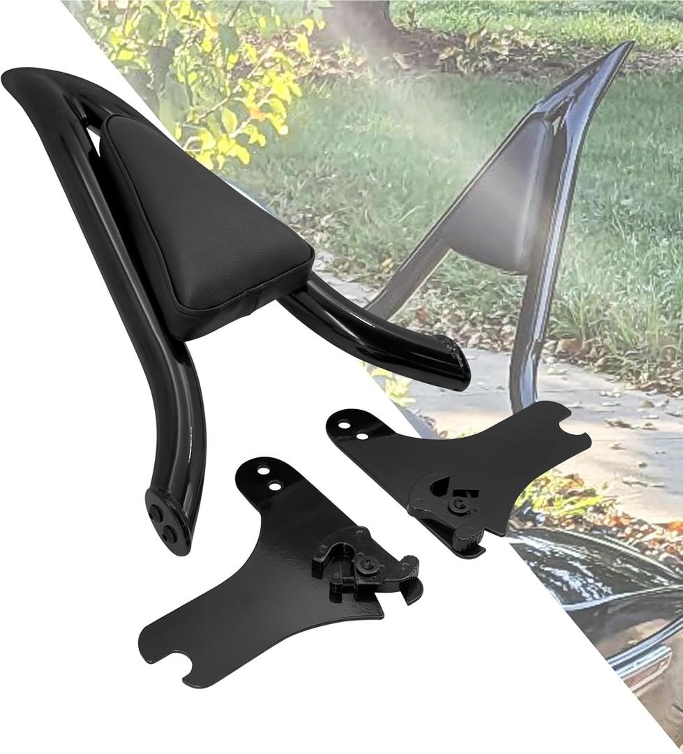 HDBUBALUS Motorcycle Detachable Rear Passenger Backrest Sissy Bar Rear Backrest Cushion Fit for Harley Touring Road King Road Glide Street Glide 1997-2008 Black