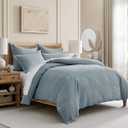 Levtex Home Cloud Waffle King/Cal King Comforter Set (106x94in) with 2 Pillow Shams (36x20in) - Solid Waffle Cotton Texture - Chambray - 100% Cotton King Size Comforter Set - Soft, Pre-Washed