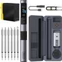 FNIRSI HS-02A 100W Portable Corded Soldering Iron Kit with Storage Case, 3S Fast Heating, 212-842, Pre-set 3 Groups Temperature, 6 F245 Soldering Tips, Smart Soldering Iron Pen for Electronics Repair