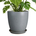 10 Inch Plant Pot, Ceramic Planters for Indoor Plants with Drainage and Saucer, Large Flower Pot for Home and Garden Decor, Light Gray