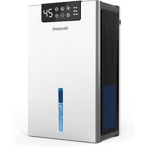 Dehumidifier, 98OZ Dehumidifiers for Home(1000sq.ft), Humidity Display Dehumidifier for Basement Bathroom Bedroom, Auto Shut Off, Washable Filter, Drain Hose, Timer, 7 Ambient Lights, Khaki