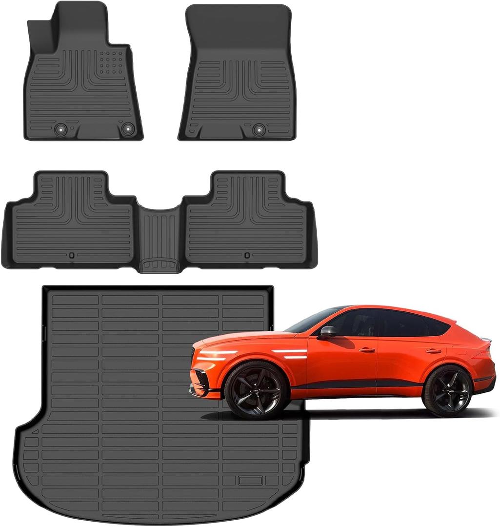 Floor Mats for Genesis GV80 2026-2021(Only fit 5 Seats),All Weather Protection Anti-Slip Waterproof Car Mats Full Set Custom Fit for GV80 Accessories,Black