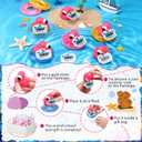Lunmon 24 Pack End of Year Gifts Bulk with Cool Rubber Mini Float Graduation Gifts with Summer Cards Summer Beach Party Favors Pool Party Favors Goodie Bags (Flamingos)