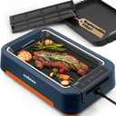 Electric Grill, CUSIMAX Smokeless Indoor Grill & Griddle, Electric Korean BBQ Grill with Turbo Smoke Extractor & REPLACEABLE Filter Sponge, Smart LED Display, Larger Grilling Area, 1500W(New Model)