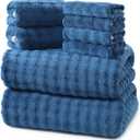 REDKISS 8-Piece Soft Bath Towel Sets, Extra Large 2 Bath Sheet (3570 in), 2 Hand Towel, 4 Washcloth, Microfiber Quick Dry & Absorbent, Blue Towels for Bathroom