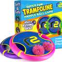 Fun Bouncy Paddle & Stringy Ball Toss & Catch Game - Easy to Use for Kids All Ages - Soft Foam Design for Safe Play Indoors or Outdoors - Also Works as Flying Disc - Great Gift Idea for Boys & Girls (Pink & Purple)