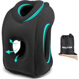 Maliton Inflatable Travel Pillow for Airplane Comfortable Sleeping to Relieve Neck and Shoulder Pain, Support Head Inflatable Pillow for Long Flights, Used for Airplanes, Cars, Trains, Office(Black)
