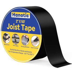 Hanotic Joist Tape for Decking 2" x 50', 1 Rolls Weatherproof Butyl Sealant Tape - Waterproof and Anti-Corrosion for Extend Deck Life for Wood Joists Beams Roof Rv 2 Pcs