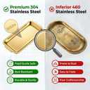 3 x 3-Piece Gold Serving Trays,304 Stainless Steel Heavy Duty Rectangular Platters,12.6 Inch Metal Food Server Set,Chip & Scratch Resistant,Rustproof Commercial Grade for Party, Wedding,Buffet,Christmas
