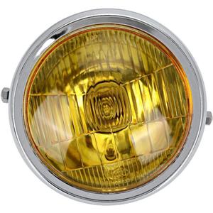 Retro Motorcycle Front Headlight Round Modified Yellow Lens Fit for CG125 GN125 Alloy Cover Enhanced Visibility Design