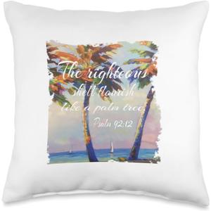 Scripture Bible Verse Psalm Palm Tree Faith Throw Pillow (16x16)