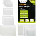 30 Pieces Clear Adhesive Pockets for Planners and Binders, Peel and Stick Index Card and Photo Pockets, Office Notebook Folder Sleeves (4 Sizes)