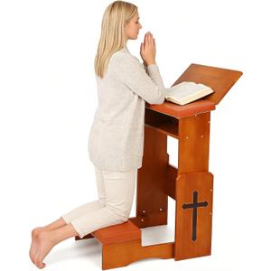 JoyPcsTable Prayer Kneeler Bench with Book Rest, Adjustable Height
