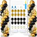 2 Set Black and Gold Balloons Column Stand Kit with 100 Balloons Adjustable Balloon Stand with Bases for Floor Black Gold Confetti Balloon Column Kit for Bridal Shower Valentine Birthday Party Decor