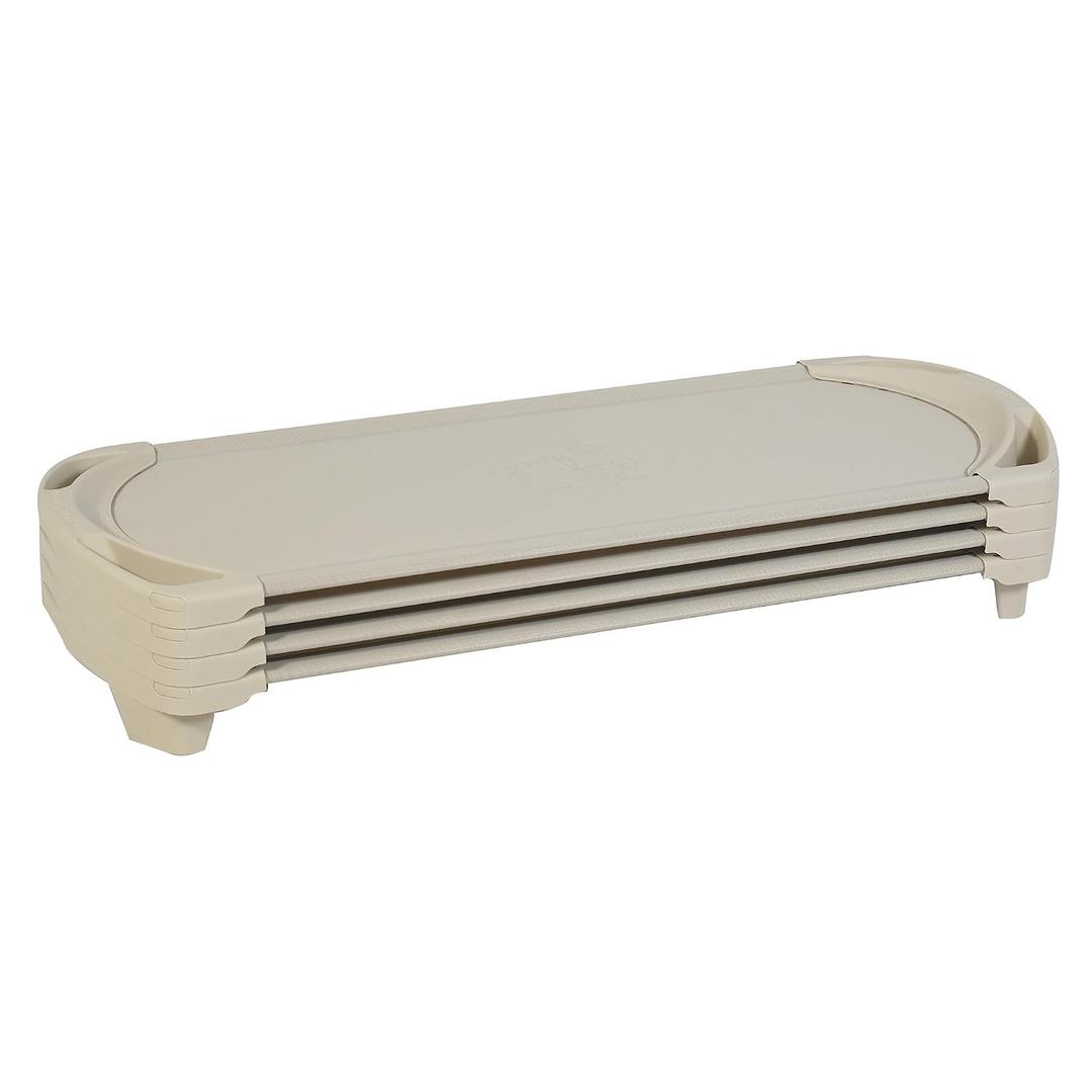 Angeles SpaceLine Daycare Cots for Kids, Kids Toddler Stackable Sleeping Cot for Preschool and Classroom, Standard Size, Set of 4, Sand
