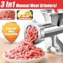 3 In1 Meat Grinder Manual Mincer - Manual Meat Grinder Sausage Maker Meat Grinders For Home Use Fast And Effortless For All Meats (Silver) (#10)