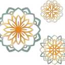 Zzbakress 3 Pcs Colorful Metal Flowers Wall Art Farmhouse Floral Bathroom Decoration Flowers Metal Hanging Decor Farmhouse Wall Art for Living Room Bathroom Bedroom (Style C)