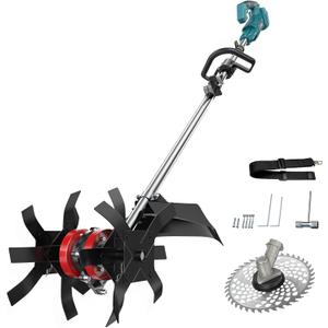 Cordless 2-in-1 Tiller Cultivator & Weed Wacker Compatible with Makita 18V Battery (Tool Only), Ecarke Brushless Electric Garden Tiller Weed Eater, 9" Tilling Width 9.4" Depth for Soil Cultivation