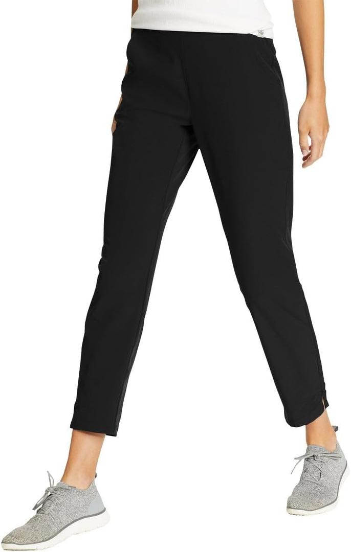 Eddie Bauer Travel Pants Women - Lightweight Elastic Waistband Ankle Pants (Black, XXL)