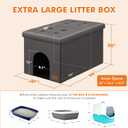 Cat Litter Box Enclosure Furniture for Odor Control, Hidden Cabinet Cat Litter Box Furniture Ottoman with Flip-Up Lid,Cats Litter Box Bench with Storage Space, Dog Proof (Gray-Faux Leather, X-Large)