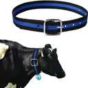 Nylon Cow Collar, 54 Inch, Thickened Neck Strap with Metal Buckle, Blue