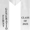 Country Flag Graudation Stole Class of 2026 V Shape Graduation Stole for College Graduates -Gift for Graduation's (White)