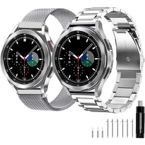 Compatible with Samsung Galaxy Watch 7 6 5 4 FE Band Pro Classic Active 2 40mm 44mm 43mm 47mm 45mm 42mm 46mm 20mm Galaxy Watch 3 Band 41mm Men Women Metal Elegant Casual Business Stainless Steel
