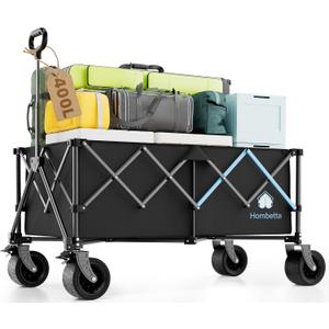 48" XL Collapsible Wagon Cart, 560 lbs Capacity Heavy Duty Folding Wagon with 7" All-Terrain Wheels, Foldable Utility Wagon for Camping, Garden, Shopping, Sports & Moving