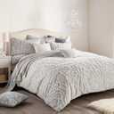 Peri Home 100% Cotton 3-Piece Comforter and Sham Set (Grey Chenille Rose, King)