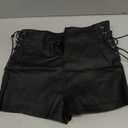 Avanova Women Faux Leather High Waist Summer Shorts Lace Up Sexy Shorts,  Medium, Blackvvvvvvvvvvvvvv