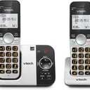 VTech VG232-2 Cordless Phone with Answering Machine - 2 Handsets, Large Backlit Display, Big Buttons, Full-Duplex Speakerphone, Caller ID, 14-Min Digital Answering System, Easy Setup - Silver/Black