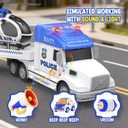 Toddler Toys for 3 4 5 6 Year Old Boys - 27" Large Police Semi Truck Toy with Racing Car and Helicopter, 3-in-1 Friction Powered Transport Vehicle with Lights Sounds, Christmas Birthday Gifts for Boys