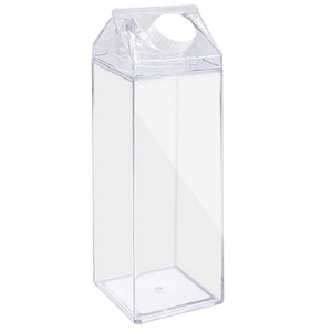 2 Pack 17oz/500ml Milk Carton Water Bottle Plastic Milk Box BPA Free Child Friendly Reusable Milk Carton Shaped Water Bottle Leakproof Juice Tea Jug for Travelling Sports Camping Outdoor Activities