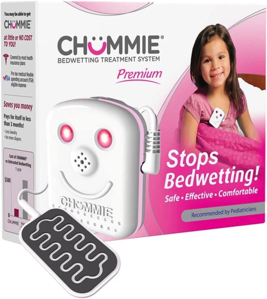 Chummie Premium Bedwetting Alarm for Deep Sleepers - Award Winning, Clinically Proven System with Loud Sounds, Bright Lights and Strong Vibrations, Pink