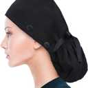 ABAMERICA Scrub Caps for Women Surgical Caps Nurse Hat Functional Ponytail Holder for Long Hair Single or Satin-Lined