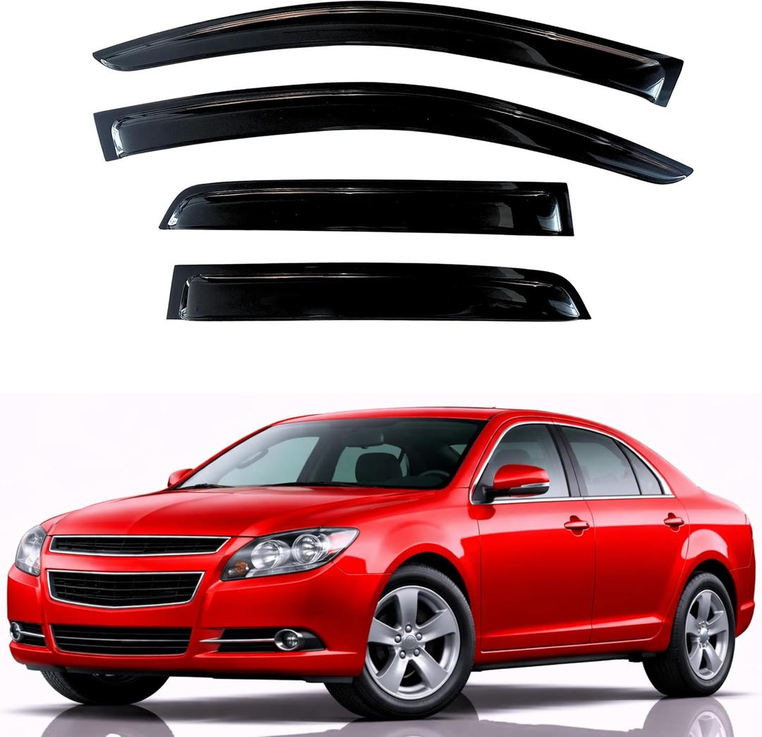 KPY Rain Guards Fit for 2008-2012 Chevrolet Malibu, Out-Channel Window Visors Vent Wind Deflectors 4PC, Car Accessories for 08-12 Chevy Malibu