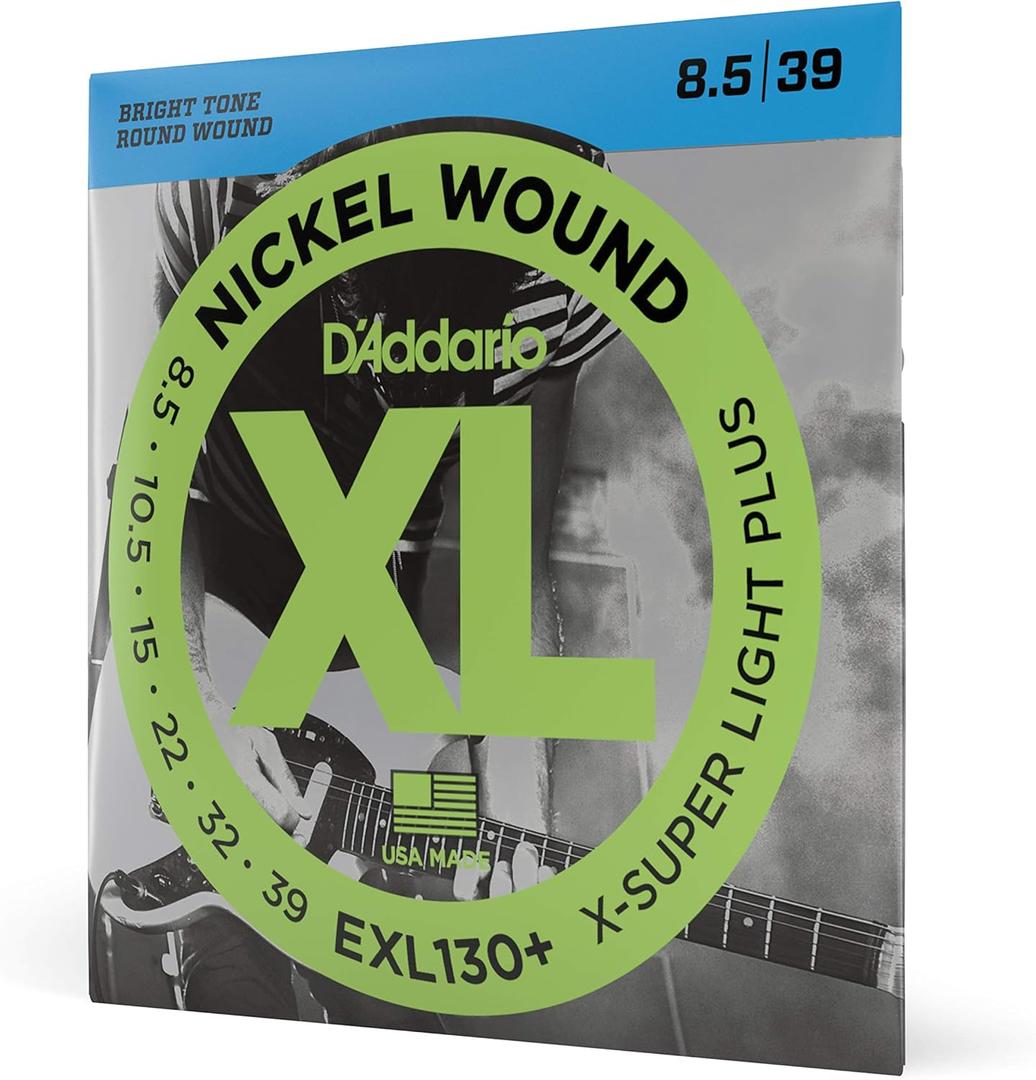 D'Addario Electric Guitar Strings, XL Nickel, EXL130+, Extra Super Light Plus Gauge 8.5-39, 6-String Set, Pack of 1