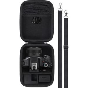 Baval Camera Case compatible with Canon EOS R50/R100 Mirrorless Camera with RF-S18-45mm F4.5-6.3 is STM PTZ Lens, Carrying Case with Shoulder Strap(Black Case)