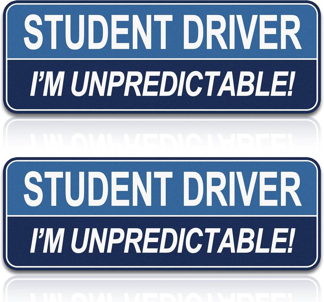 2 x 2pcs Student Driver Magnet for Car,Safety Warning Be Patient New Driver Sticker-Colorful,Eflective,Weather Resistant Bumper Sticker Magnetic Reflective Rookie Drive(Blue) (Bule)